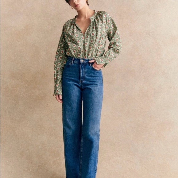 Sézane Carla Floral Green Blouse - Picture 3 of 5